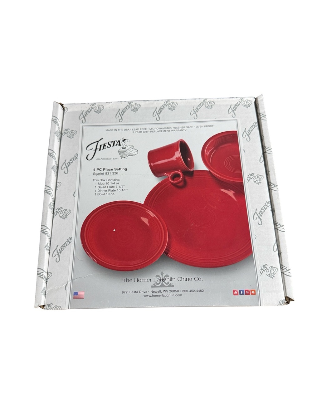 New Fiesta Fiestaware Scarlet 4 Piece Place Setting Plate Bowl Mug USA Made